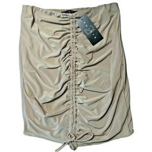 21 SAINTS Womens Strapless Front Ruched Tie Lined Top Gold Beige Size L